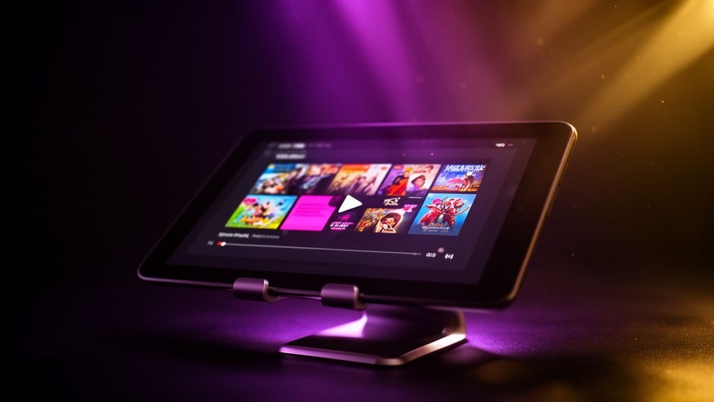 Tablet met een moderne IPTV-speler voor Pandora IPTV