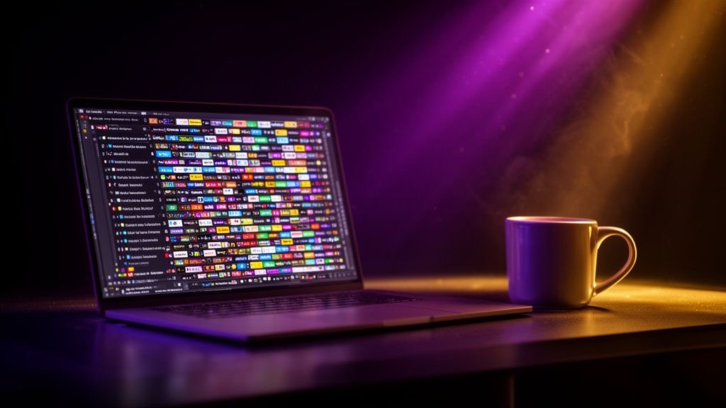 Laptop met een IPTV-playlist en Xtream-loginvelden voor Pandora IPTV